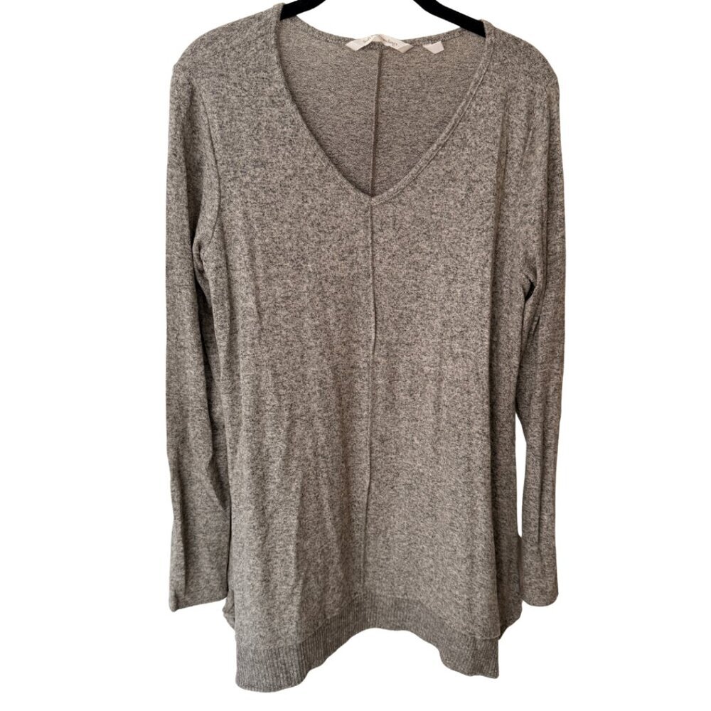 Soft Surroundings, sweater, vneck, long sleeve, grey, M